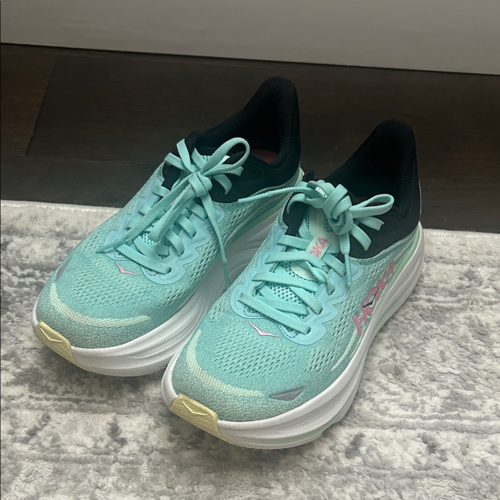 Hoka Women's Black and Mint Sneakers